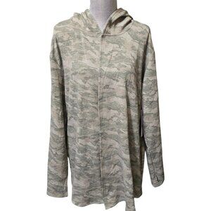 RBX Women's XL Camouflage Open Front Hooded Cardigan with Pockets NWT